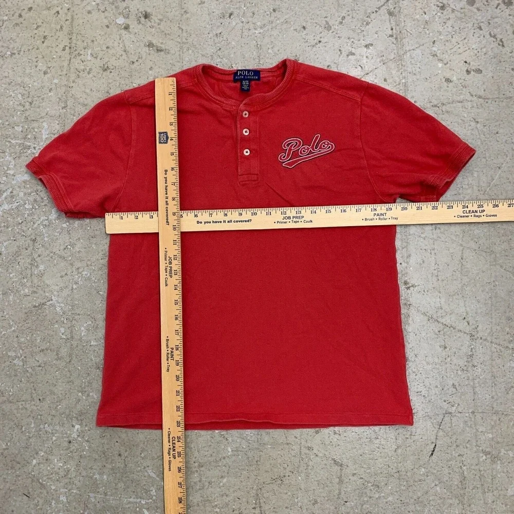 Polo Ralph Lauren Shirt Boys XL 18-20 Red Henley Spell Out Logo Kids Youth